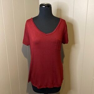 C Active USA Women’s Medium Short Sleeve T Shirt Stretch V Neck Chest Pocket